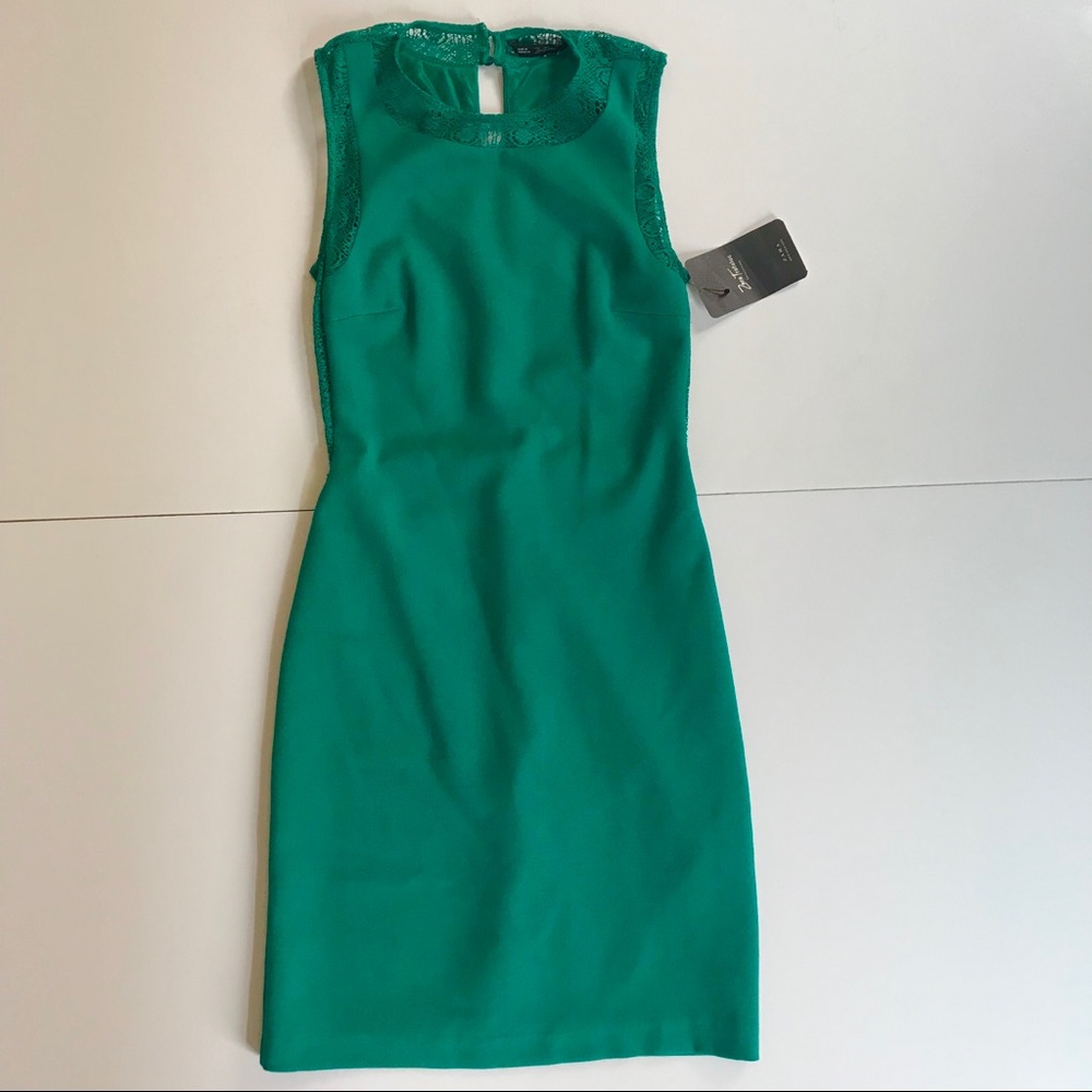 ZARA Fitted Dress, Green, Lace Details